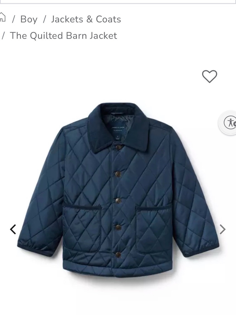 Janie and Jack Navy Barn (Quilted Puffer) Jacket